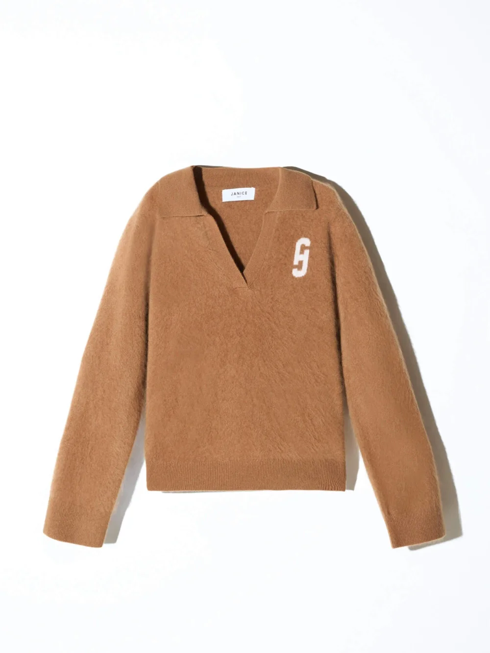 Polo Hals Dames Trui Merino Wol Cashmere Resort Camel