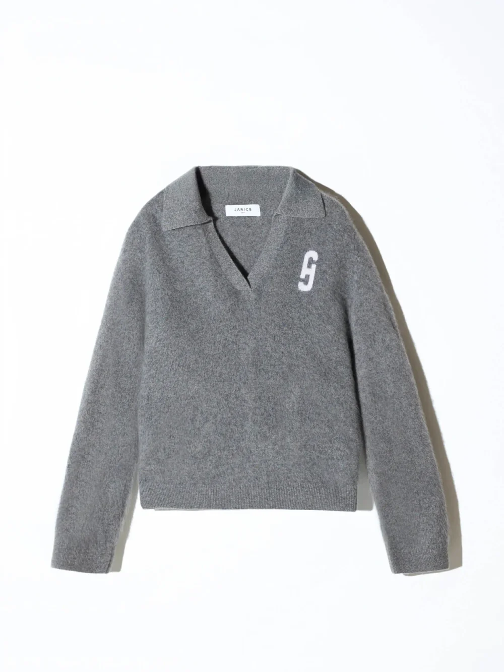 Polo Hals Dames Trui Merino Wol Cashmere Resort Grijs