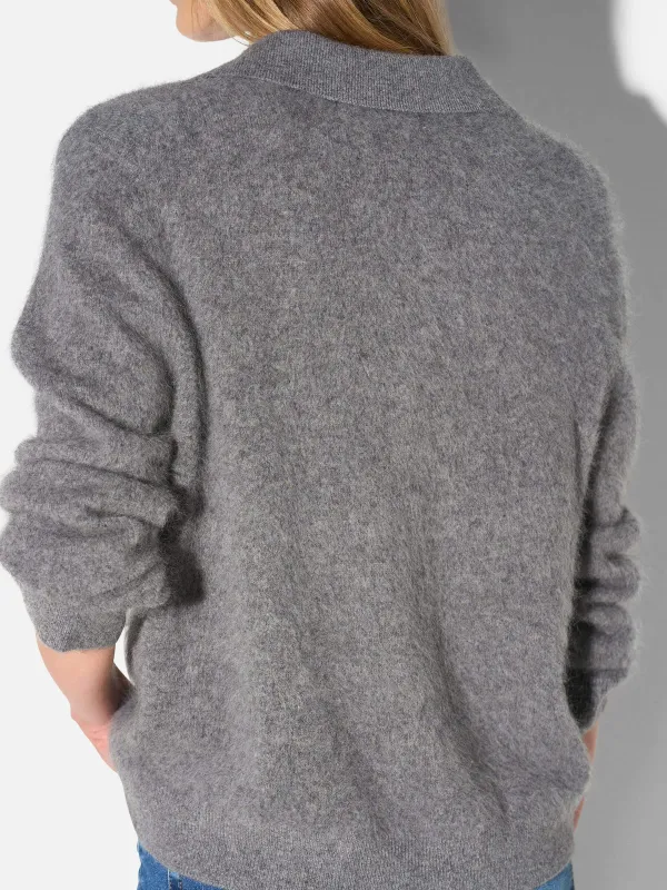 Polo Hals Dames Trui Merino Wol Cashmere Resort Grijs