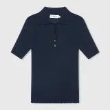 Polo Truitje Gebreid Merino Wol Kian Navy Blauw