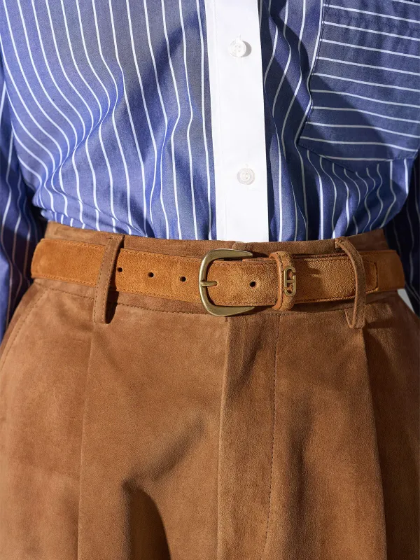 Riem Leer Dames Cognac Malone Brass Suede