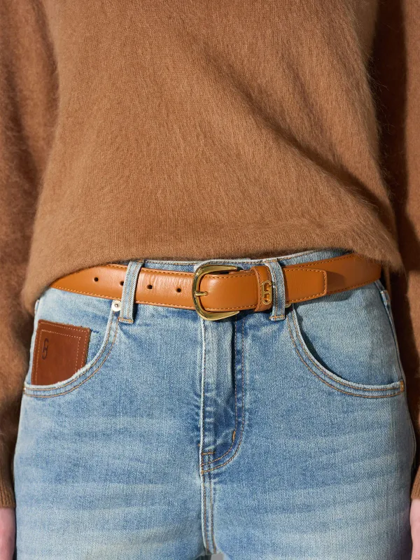 Riem Leer Dames Cognac Malone Goud