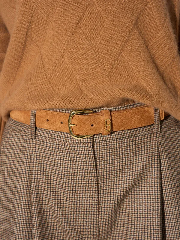 Riem Leer Dames Cognac Malone Goud Suede