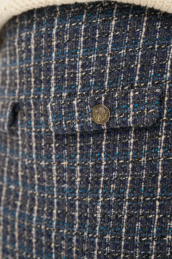 Rok Kort Tweed Nade Blauw