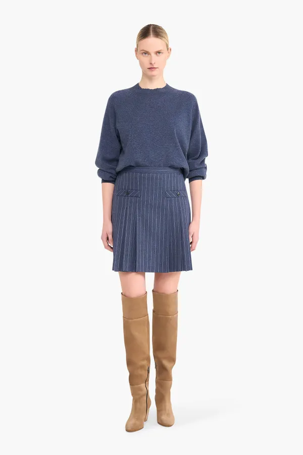 Rokje Plooien Krijtstreep Saint Blauw