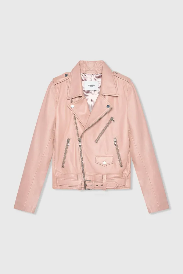 Roze Leren Biker Jack Burke