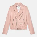 Roze Leren Biker Jack Burke