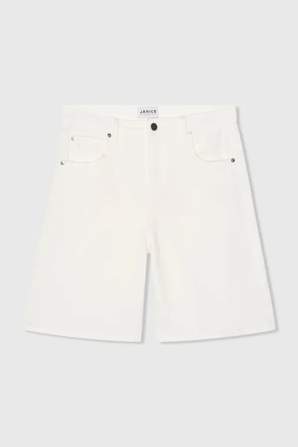 Short Denim Dames Stretch Bo White 183