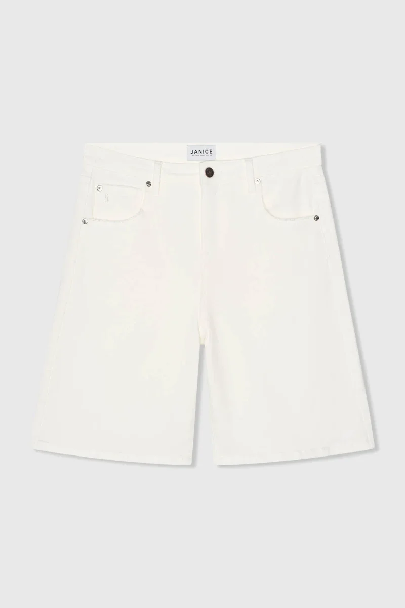 Short Denim Dames Stretch Bo White 183