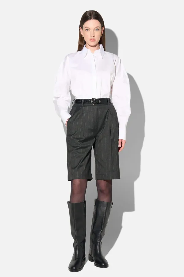 Shorts Broek Dames Rechte Pijp Zwart Krijtstreep Lou