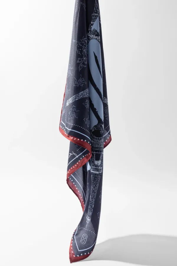Zijden Sjaal Dames Effron Paris Blauw
