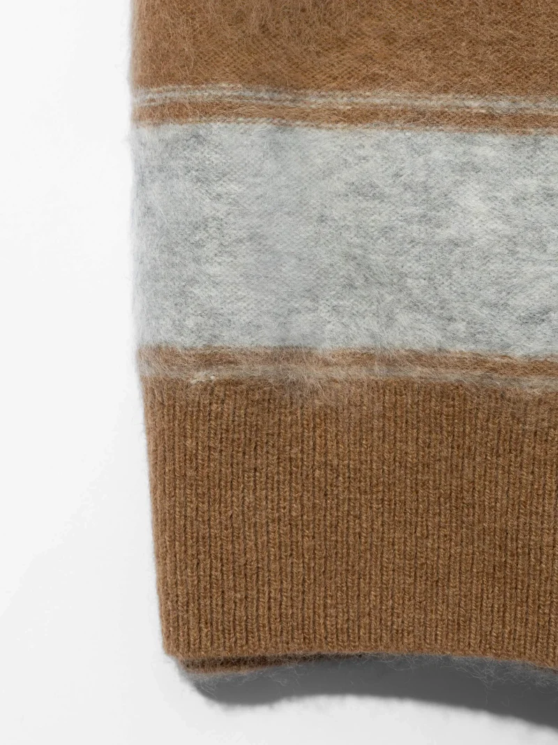 Brushed Merino Wol Dames Sjaal Santos Camel Grijs