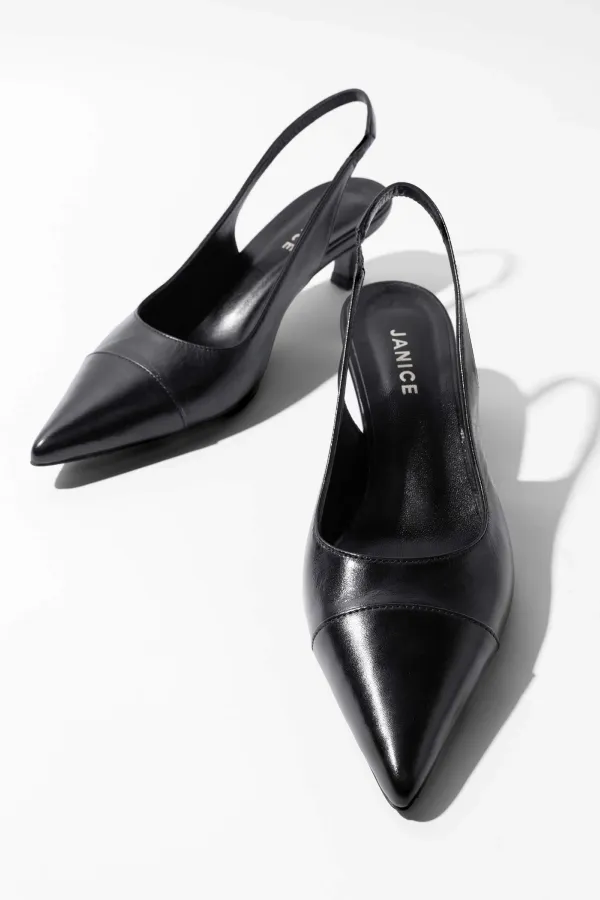Leren Slingback Pumps Daylon Zwart