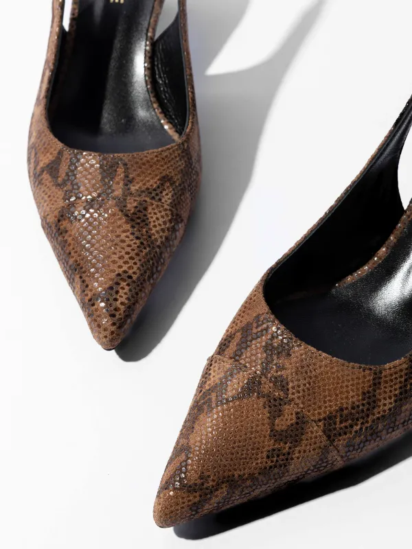 Leren Slingback Pumps Daylon Slangenprint Bruin