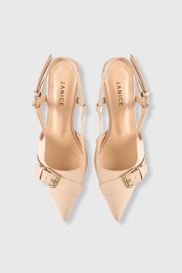 Slingbacks Dames Leer Hakje Roze Elio