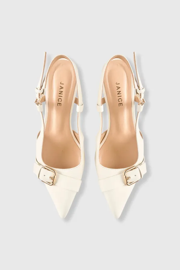 Slingbacks Dames Leer Hakje Elio Off White