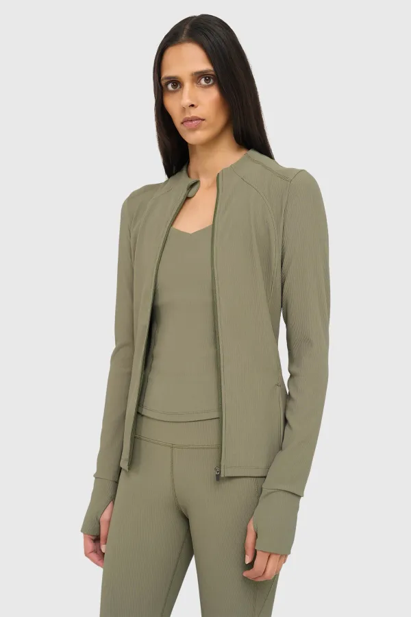 Sport Vest Jasje Dames Groen Rib Texas
