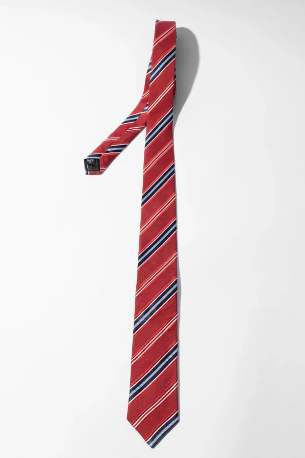 Stropdas Zijde Rood Blauw Strepen Sir