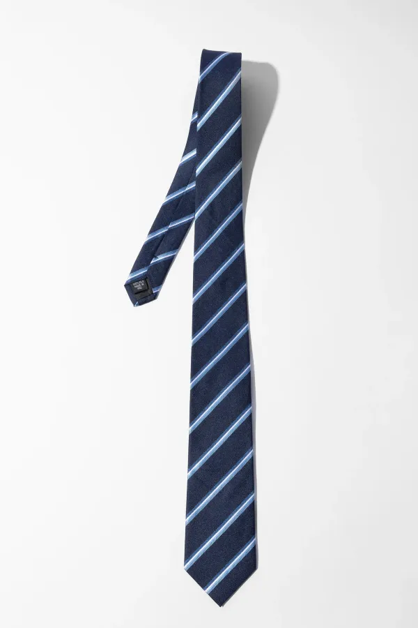 Stropdas Zijde Blauw Strepen Sir