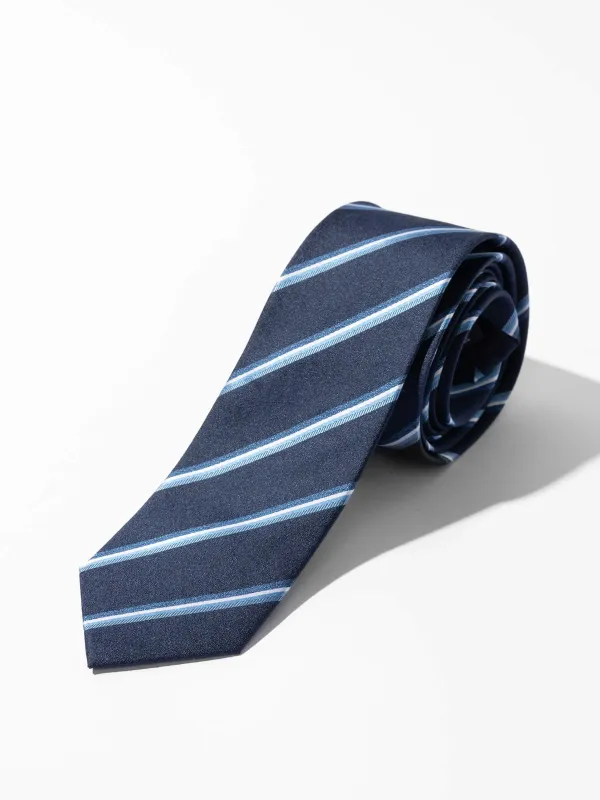 Stropdas Zijde Blauw Strepen Sir