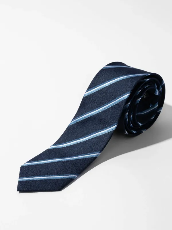 Stropdas Zijde Donker Blauw Strepen Sir