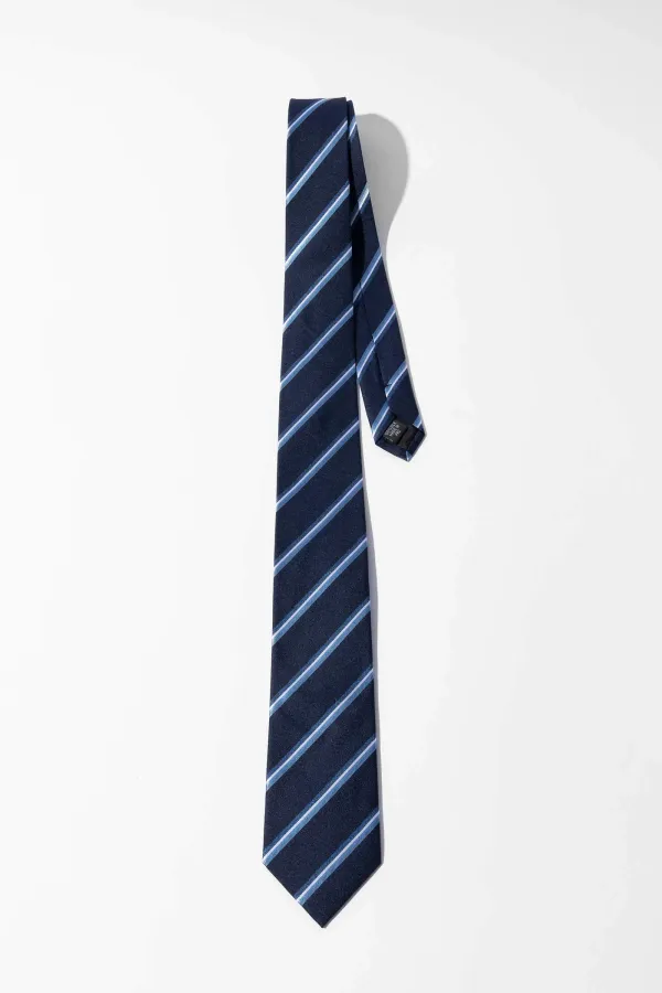 Stropdas Zijde Donker Blauw Strepen Sir