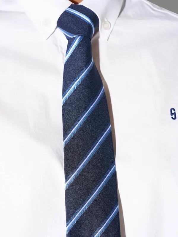 Stropdas Zijde Donker Blauw Strepen Sir