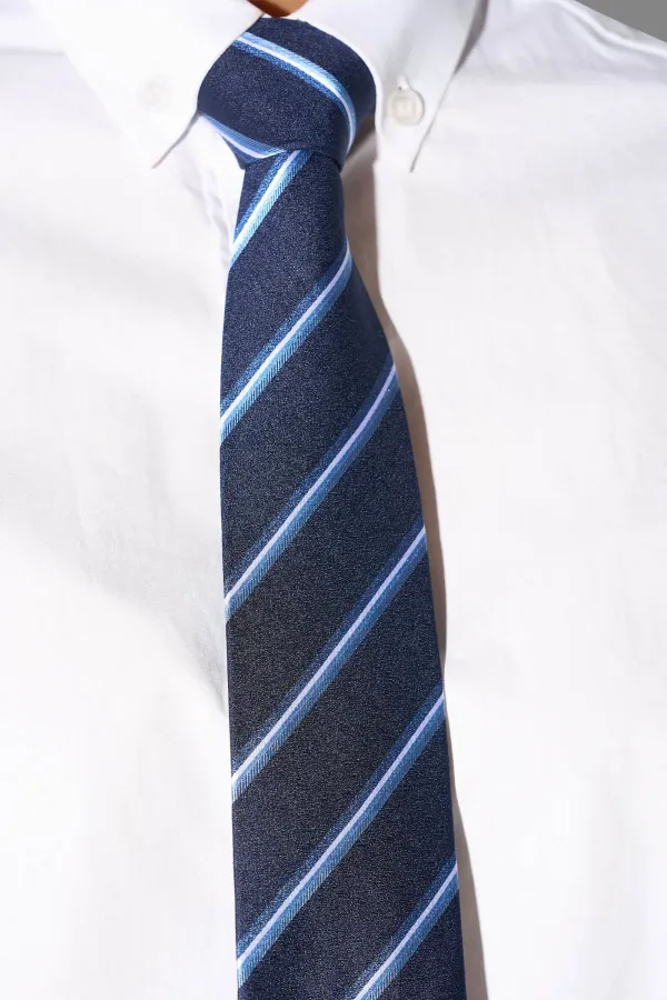 Stropdas Zijde Donker Blauw Strepen Sir