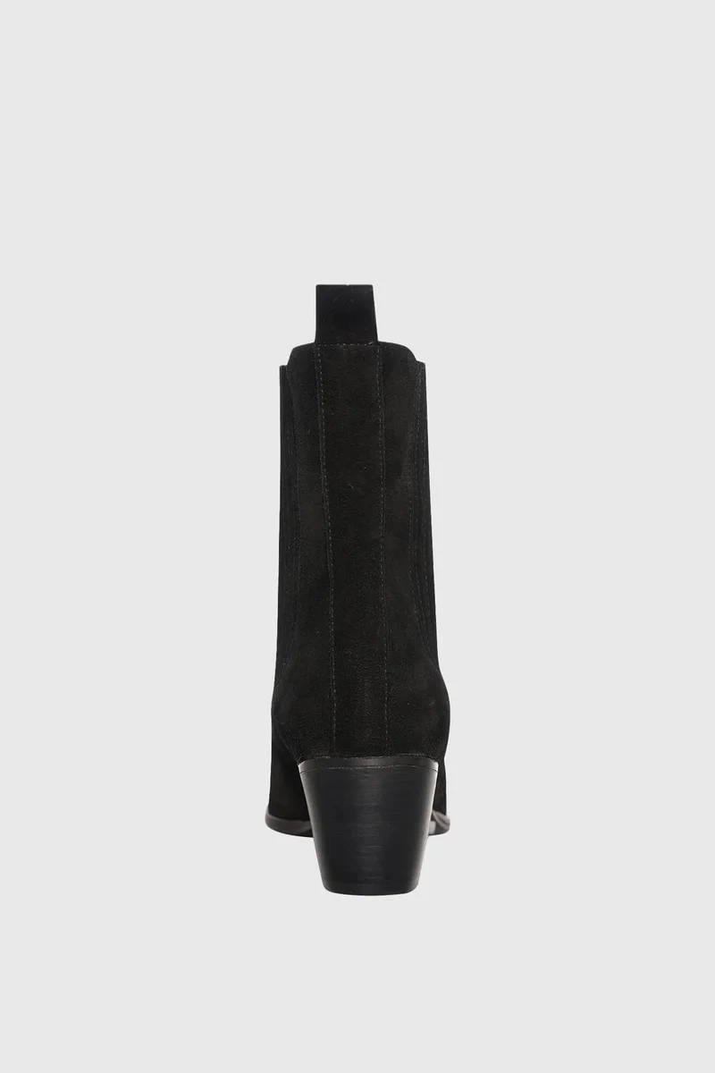 Enkellaars Western Dames Suede Colt Zwart