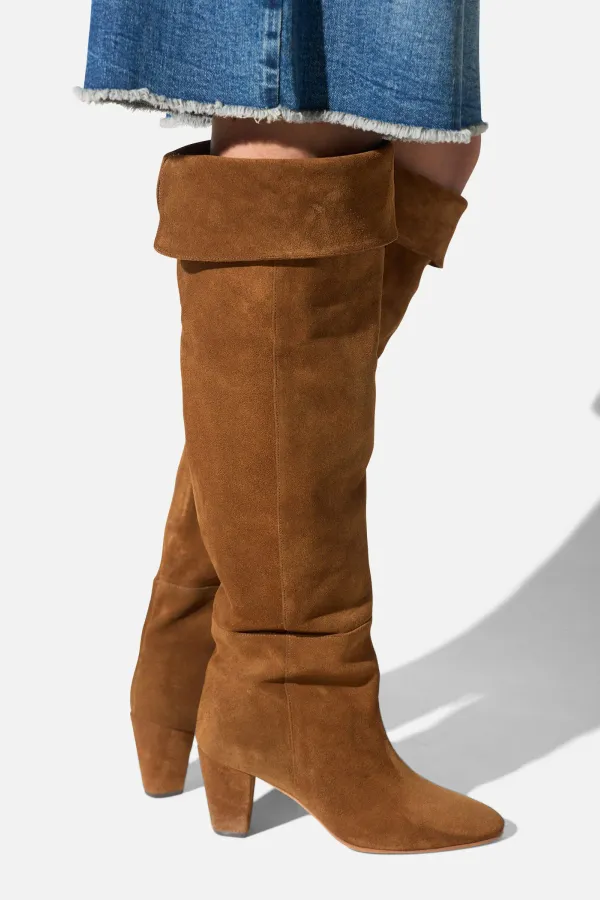 Suede Overknee Laarzen Cody Cognac