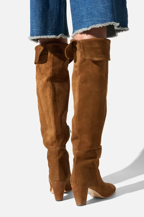 Suede Overknee Laarzen Cody Cognac
