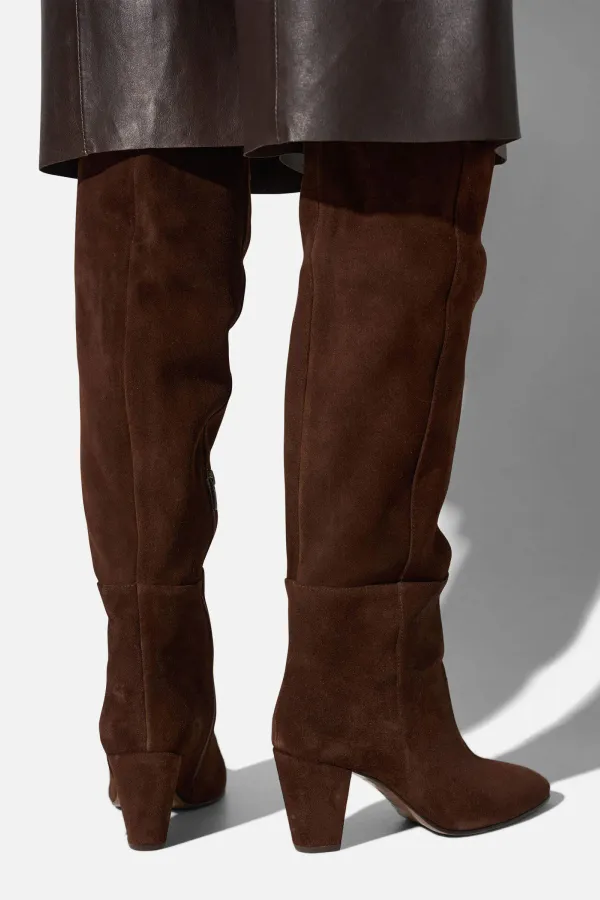 Suede Overknee Laarzen Cody Donker Bruin