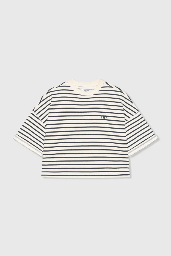 Sweater Dames Blauw Wit Strepen Katoen Aiden