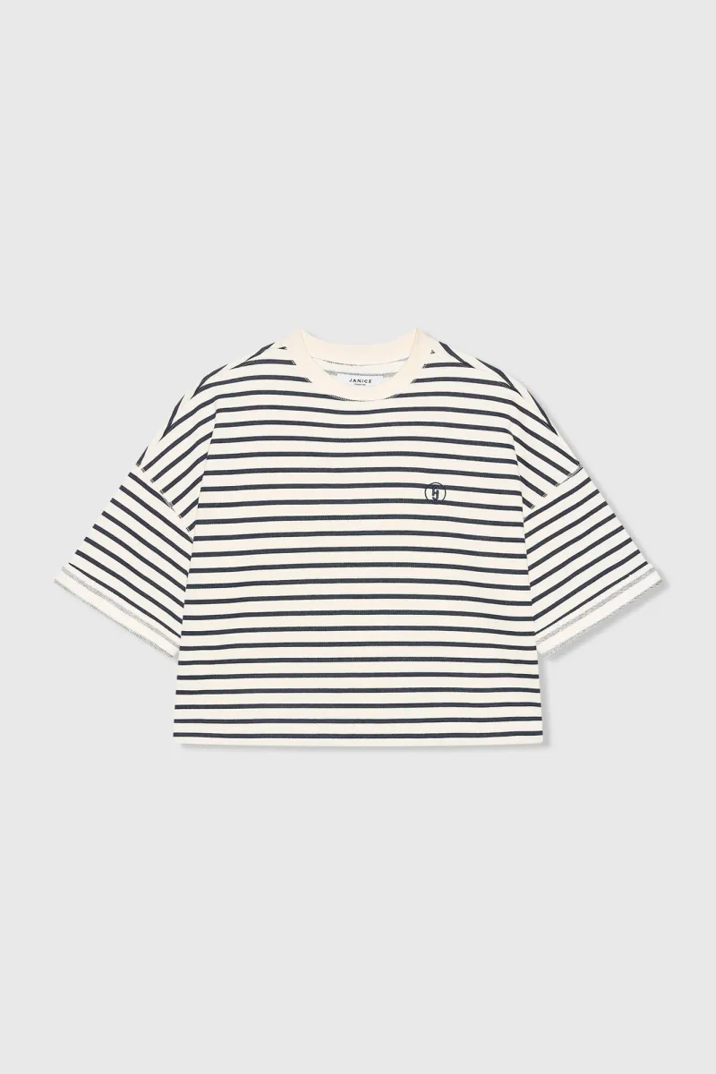 Sweater Dames Blauw Wit Strepen Katoen Aiden