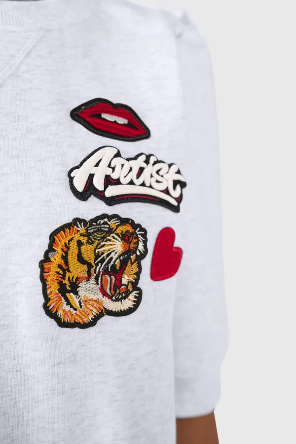 Frank Sweater Licht Grijs Patches
