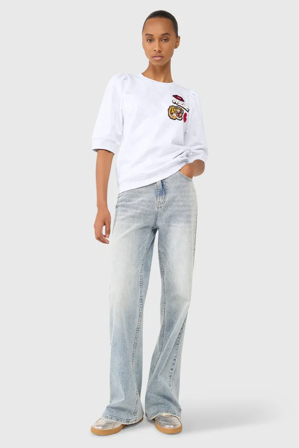 Frank Sweater Licht Grijs Patches