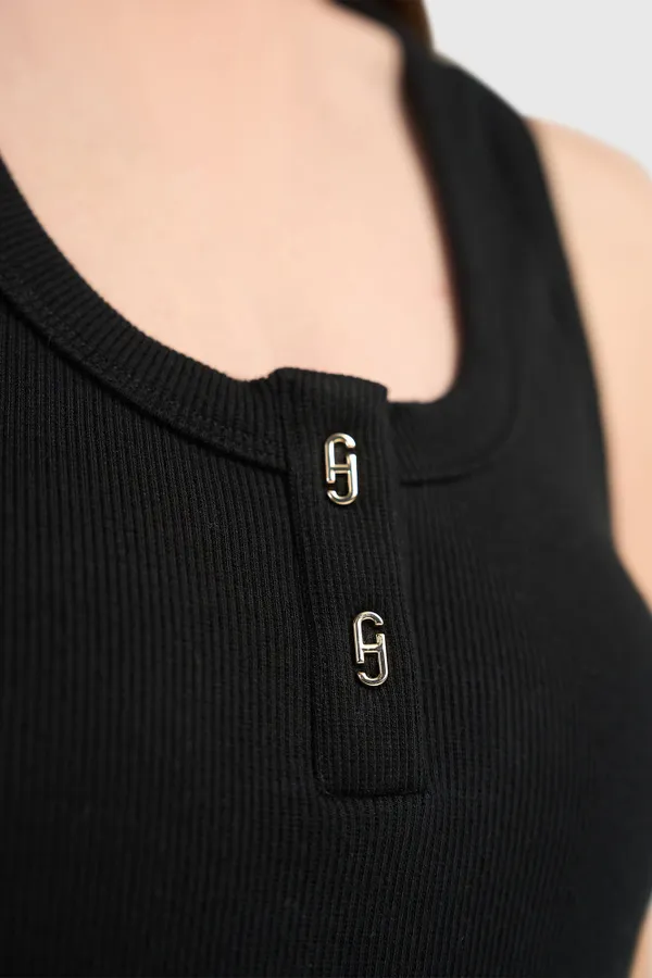 Tanktop Dames Katoen Logo Drukkers Rolf Zwart