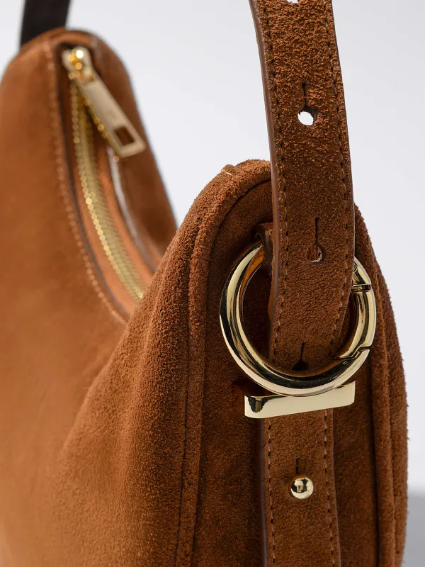 Leren Dames Schoudertas Suede Clyde Cognac