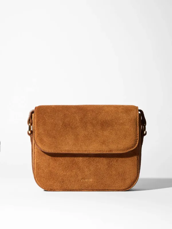 Leren Dames Tas Elias Cognac Suede