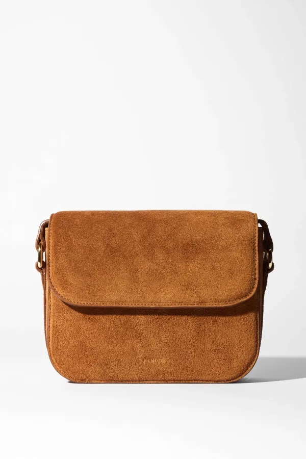 Leren Dames Tas Elias Cognac Suede