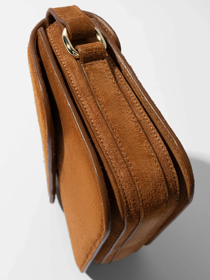Leren Dames Tas Elias Cognac Suede