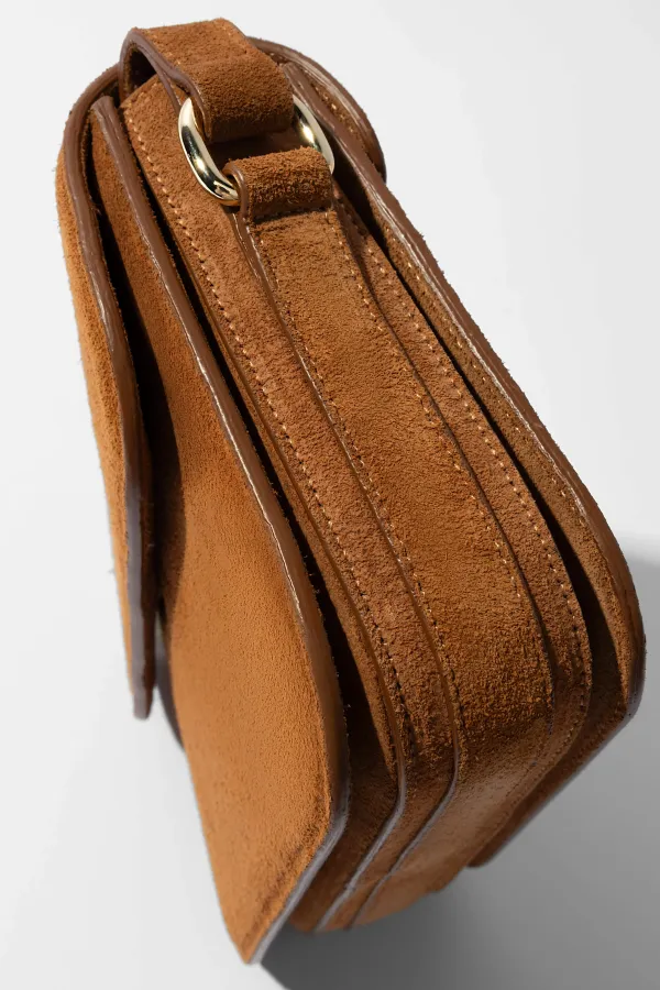 Leren Dames Tas Elias Cognac Suede