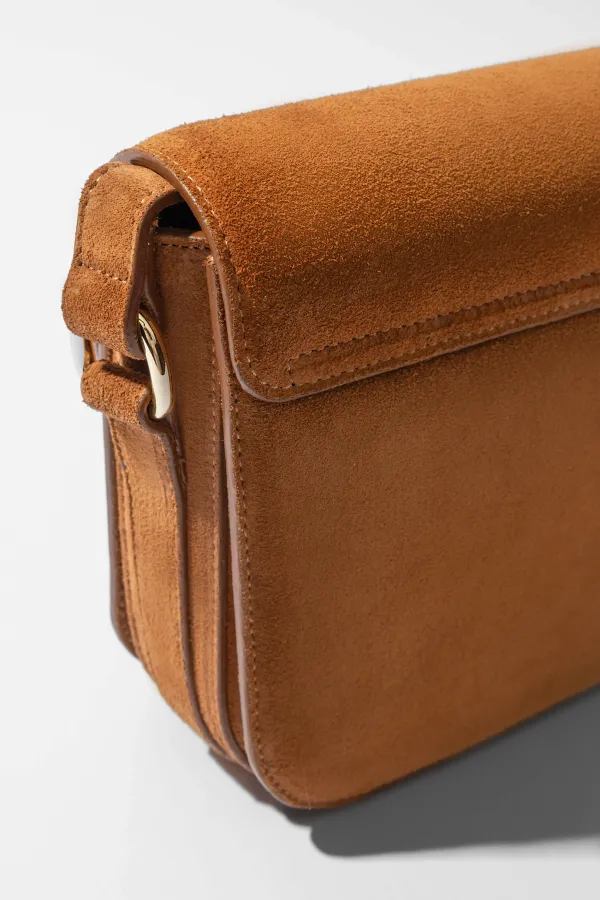 Leren Dames Tas Elias Cognac Suede