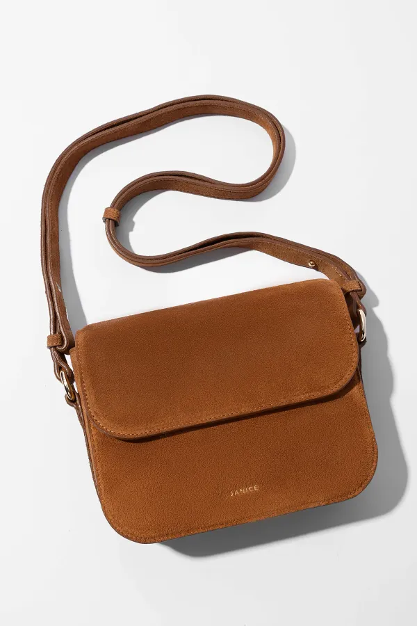 Leren Dames Tas Elias Cognac Suede