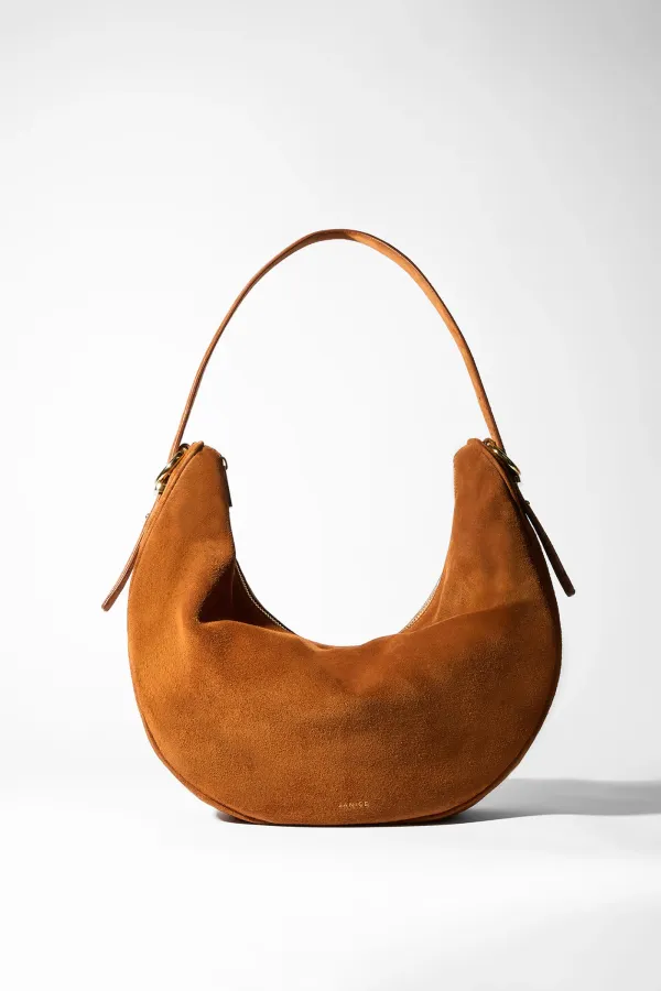 Leren Dames Schoudertas Suede Oregon Cognac
