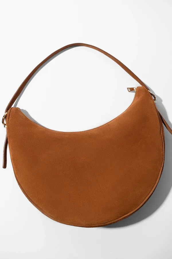Leren Dames Schoudertas Suede Oregon Cognac