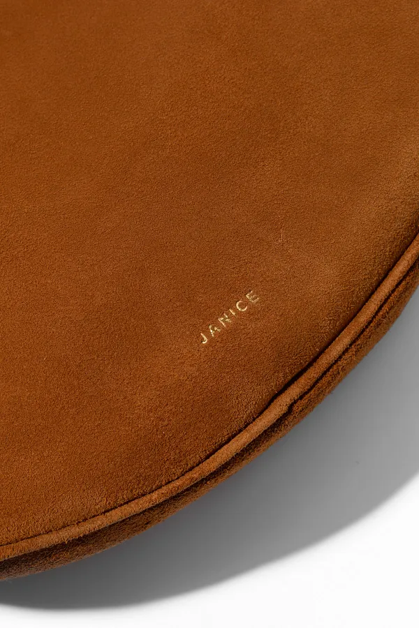 Leren Dames Schoudertas Suede Oregon Cognac