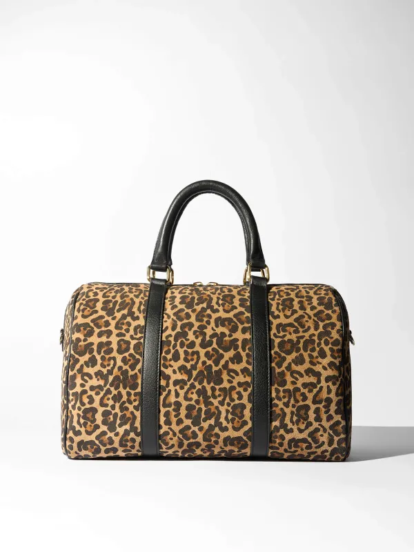 Leren Dames Tas Bowling Bag Suede Wade Panterprint