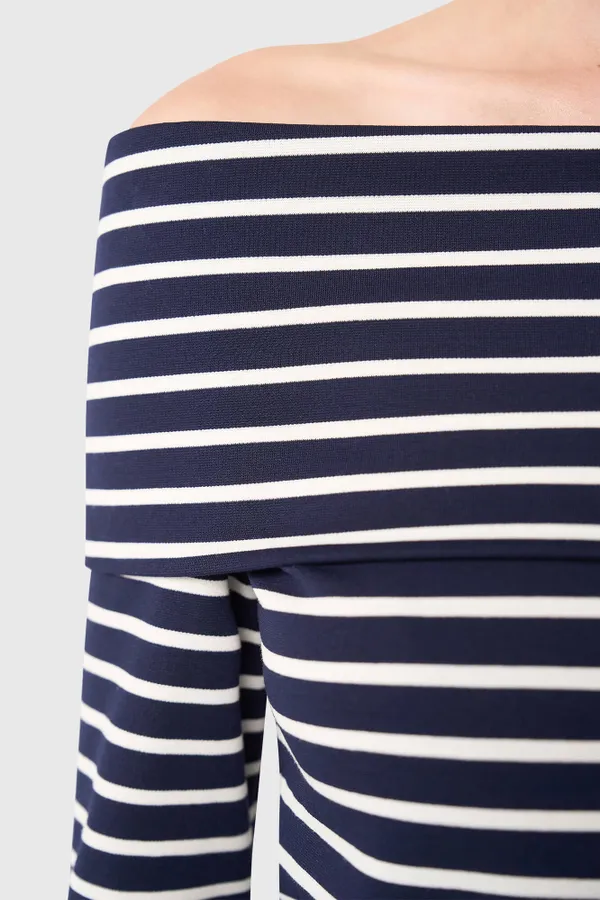 Newton Top Strepen Donker Blauw