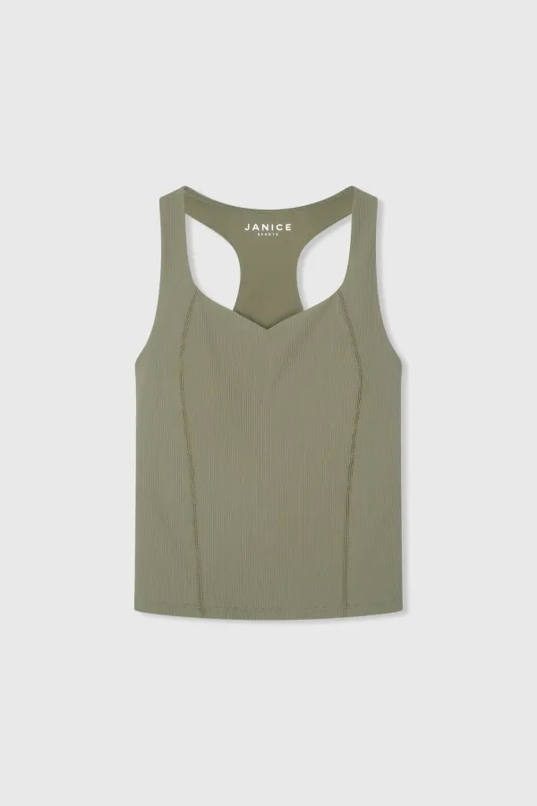 Top Dames Sport Bh Yoga Ryle Groen Rib